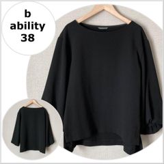 A0325【美品♪】b ability ボリュームスリーブブラウス　ブラック