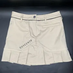 N302 DESCENTE GOLF デサントゴルフ 裏起毛 スカート 裾プリーツ ベージュ系 SS 【中古】ゴルフウェア レディース