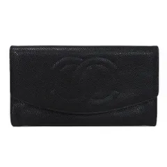 CHANEL シャネル ロング フラップ ウォレット ココマーク CCマーク 4番台 ヴィンテージ スナップボタン 札入れ カードケース コインケース デカココ キャビアスキン ブラック 長財布 A01434