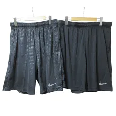 ナイキ NIKE 美品 DRY FIT ショートパンツ 2点セット スポーツウェア 大きいサイズ XL 総柄 スウッシュ ロゴ 黒 ブラック ■GY31 X