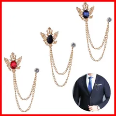 Huture メンズブローチスーツピンバッジ チェーン付き ブローチバックルチェーン 襟 ラペルピン メンズシャツ襟 ピン チェーンブローチ 装飾 メタルブローチ ピンクリップ 女性用 スーツ タキシード ネクタイ 帽子 スカーフ 3個