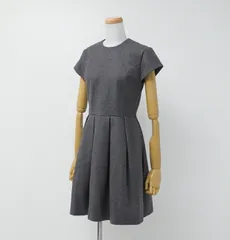 YOKO CHAN♡ヨーコチャン バルーンワンピース グレー サイズ38 新品】 YOKO CHAN / ヨーコチャン | バイカラー Vネック 半袖
