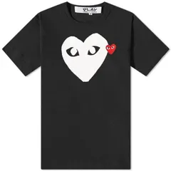 【送料無料】 コム・デ・ギャルソン メンズ Tシャツ トップス Comme des Garcons Play Double Heart Logo T-Shirt Black White & Red