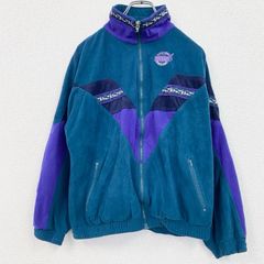 古着 used　～90s　PUMA　プーマ　長袖ベロアジャージ　ワンポイントロゴ刺繍　緑　グリーン　紫　パープル　150サイズ　