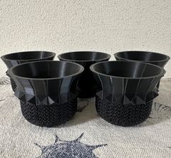 3Dプリンター鉢　5個セット　2号　ブラック