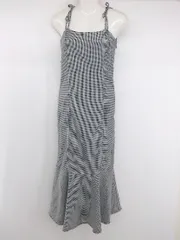 ◇ one after another NICE CLAUP 千鳥格子 ロング キャミソールワンピース サイズF ブラック ホワイト レディース E  【中古】 【1305160003939】