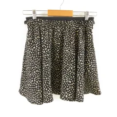 ローリーズファーム LOWRYS FARM ミニスカート ギャザー レオパード柄 ヒョウ柄 黒 F *T875