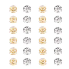 【在庫処分】925銀 18金メッキ (12ペア) 筒型 ダブルロックキャッチ 24個 ピアスロック フィットキャッチ ピアスキャッチ 落ちない かわいい ESBAET (丸型)