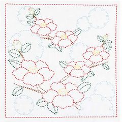 四季の花ふきん　刺し子花ふきんキット　雪輪の椿