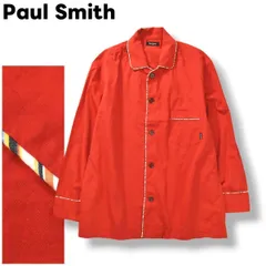 【人気】 ポールスミス Paul Smith マルチストライプ パイピング 長袖 パジャマシャツ ラウンジウェア ルームウェア L レッド メンズ