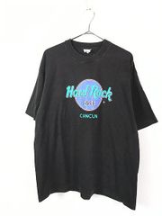 古着 90s Hard Rock Cafe 「CANCUN」 BIG ロゴ ハードロック Tシャツ 黒 XL 古着