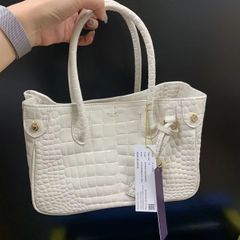 美品】HAMANO クロコ型押し クラッシー アーバン ベージュ トート
