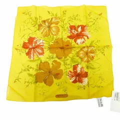 サルヴァトーレフェラガモ Salvatore Ferragamo タグ付き ハンカチ ハンドタオル 花柄 総柄 イエロー 1217 ●ECOのサムネイル