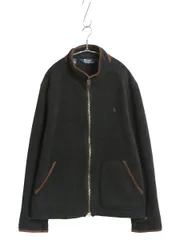 【お得なクーポン配布中!】 00s ポロ ラルフローレン フルジップ フリース ジャケット メンズ XXL / 古着 オールド 本革 レザー ブルゾン ハイネック 大きいサイズ 黒