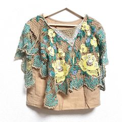 GRACE CONTINENTAL(グレースコンチネンタル) 半袖カットソー サイズ36 S レディース - ベージュ×イエロー×マルチ レース