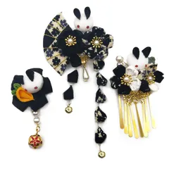 つまみ細工 和装 花 振袖 卒業式 着物 結婚式 人気 袴 和服 浴衣 ヘアーアクセサリー 七五三 かんざし 成人式 結納 入学式 3点セット 発表会 髪飾り 鈴付き [JZOON] 手作り