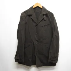 タケオキクチ TAKEO KIKUCHI ピンストライプ柄 カバーオール ジャケット 3 こげ茶 ダークブラウン 襟元2way 日本製のサムネイル