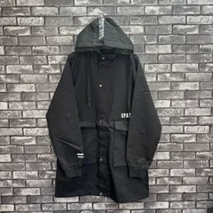 📣GW値引きSALE📣　【新品　未使用　タグ付き】　フード付き無地コート　メンズ　アウター　ジャケット　コート　ミディアム丈　トレンチコート　ミリタリージャケット　ウインドブレーカー　ブラック　Lサイズ