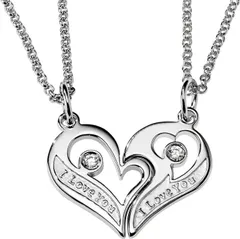 【在庫処分】[Ugaarsan] ペアネックレス カップル ハート 2個セット シルバー925 金属アレルギー対応 人気 ブランド シンプル プラチナ メッキ レディース メンズ バレンタイン ホワイトデー プレゼント