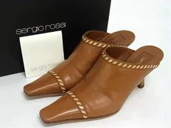 ■美品■ Sergio rossi セルジオロッシ レザー ヒール ミュール サンダル 表記サイズ 35 1/2 (約22.5cm) 靴 ブラウン系 DJ7821