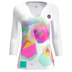 サイズ：EU-XS(JP-S)【サンプル品・未使用】BIDI BADU(ビディバドゥ) 2025 SP レディース カレイド Vネック 七分丈袖 ゲームシャツ W1330007-WHMX ホワイト×ミックス【F20250822-19】【メール便発送】