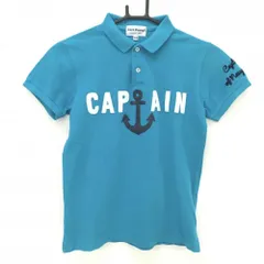 【美品】ジャックバニー 半袖ポロシャツ ライトブルー×白 イカリ フェルトワッペン  ジュニア・キッズ 150 ゴルフウェア Jack Bunny