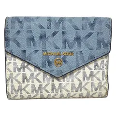 MICHAEL KORS(マイケルコース) 3つ折り財布 - ライトブルー×白×ネイビー