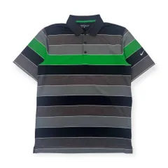 NIKE GOLF ナイキ ゴルフ DRI-FIT ボーダー ストレッチ 半袖 ポロシャツ L/グレー系 メンズ