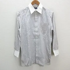 y■80'S レトロ■バーバリー/BURBERRYS クレリック長袖カッターシャツ■灰【メンズS‐M程度】オーダー品/127【中古】