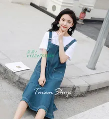 デニムワンピース デニム サロペットワンピース レディース オールインワン サロペット スカート ジャンバースカート 新作 送料無料 フリル かわいい 春夏  vii2z755948