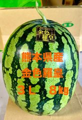 【産地直送・大玉金色スイカ・６／１４発送可・週末大特価】熊本県産大玉スイカ　金色羅皇３Ｌ　８㎏　正規品　秀品