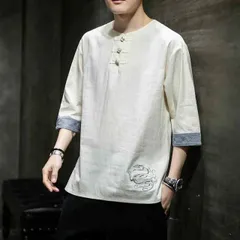 種類29：3XL 70/C：T28 ブラック  メンズ ファッション 服 男性用 オシャレ シンプル 大人 かっこいい 大きいサイズ ストリート 紳士服 夏 リネン T シャツ 綿 唐装 漢服 七分袖 半袖 トップス