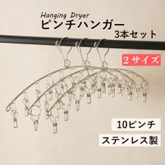 ピンチハンガー ステンレス ピンチ10個 物干し 洗濯バサミ フレーム厚3mm・4mm 大 小