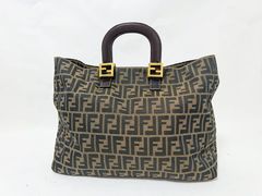 FENDI フェンディ トートバッグ ズッカ柄 キャンバス レザー ブラウン ヴィンテージ 美品