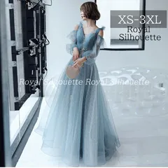 ナイトドレス パーティー ドレス 青 ブルー 金 水色 オフショルダー 結婚式 大きいサイズ ドレス オフショルダー 謝恩会 XS S M L XL LL 2XL XXL 3XL XXXL パーティー 姫系 発表会 披露宴 プリンセス ロング丈 フェミニン