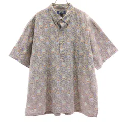ONO & COMPANY by LIBERTY HOUSE オノカンパニー 90s 00s オールド リバースプリント パイナップル柄 半袖 ボタンダウン アロハシャツ XXL ブラウングレー系 プルオーバー ビッグサイズ メンズ 古着