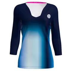 サイズ：EU-XS(JP-S) 【サンプル品・未使用】BIDI BADU 2025 SP レディース スペクトラム Vネック 七分丈袖 ゲームシャツ W2330006-DBLBLAQ ダークブルー×ブルー×アクア【F20250822-18】【メール便発送】