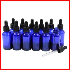 12本セット (ブルー) 30ml ガラス製 詰替え 保存 遮光瓶 小分け用 香水やアロマの保存 精油 アロマオイル スポイト遮光瓶 Yiteng