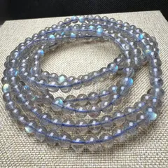 ハイグレード 透明 レインボーラブラドライト4.5mm 54cm 3連巻きブレスレット