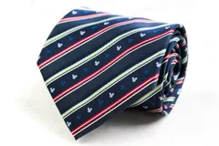 ディズニー ブランド ネクタイ ミッキー ミニー ストライプ柄 キャラクター柄 PO  メンズ ネイビー Disney 【中古】