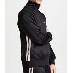 【XL】 USAモデル Stussy ステューシー Textured ジャージ トラックジャケット 黒 マルチストライプ サイドライン