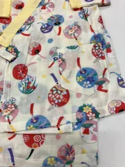 «花ラブリ»AJ5　新品　女の子甚平　90cm　ガーゼ素材　白　黄色　ベビー　和柄　風鈴　パジャマ　ねまき　寝巻　リラックスウェア　1650-N5