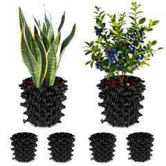 ★即日発送★RooTrimmer ルートプラスポット 8号 植木鉢 6個入り 通気性 排水性 プラスチック プラ鉢 約9.8L 根腐れ防止 プランタン 水はけに優れ 育苗ポット 取り付け簡単 収納しやすい (ブラック 8号 6個セット)