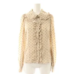 デイシー deicy フロッキードットフリルブラウス シャツ 長袖 前開き 水玉柄 F ベージュ /NR ■OSのサムネイル