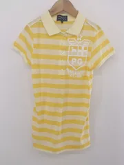 ◇ PEARLY GATES パーリーゲイツ ボーダー 半袖 ポロシャツ サイズ0 イエロー レディース E  【1304140027422】