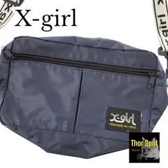 X-girl エックスガール ショルダーバック ナイロン ロゴ ストラップ着脱可 ネイビー