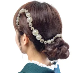 ランダムパールミックスチェーン　シルバー　成人式　卒業式　結婚式　髪飾り　七五三　チェーン髪飾り　成人式髪飾り　卒業式髪飾り　結婚式髪飾り　七五三髪飾り