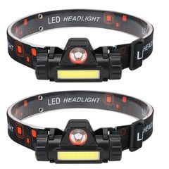 2個セット LEDヘッドライト ヘッドランプ USB充電式 90°回転
