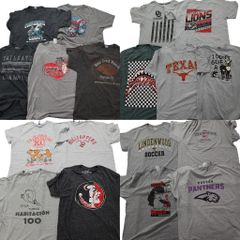 古着卸 まとめ売り グレー ボディ プリント 半袖Tシャツ 18枚セット (メンズ L /XL ) チームロゴ 英文字 ワンポイント 中古 古着 NA6957