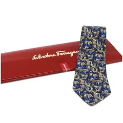 サルバトーレ フェラガモ 未使用 シルク ネクタイ 中古 Sランク SALVATORE FERRAGAMO ビジネス メンズ 紙ケース付きのサムネイル